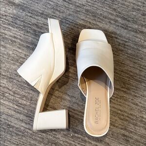 Rachel Zoe Cream Block Heel Mules